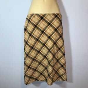 Emergency exit vintage Y2K Plaid Tan Aline pencil Skirt tartan tan black size 5